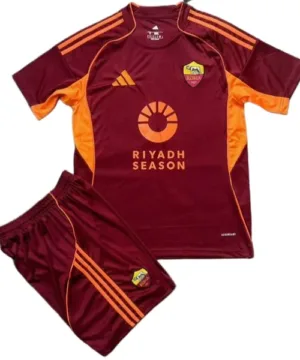 AS Roma Niños Conjunto 2025 2026 Casa Rojo - Tuta AS Roma Niños | escamisetasfutbol