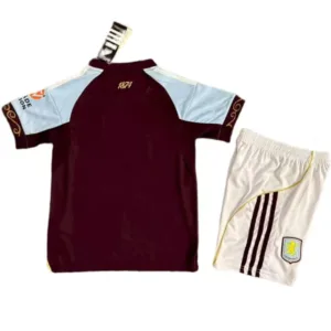 Aston Villa Niños Conjunto 2025 2026 Casa Rojo - Tuta Aston Villa Niños | escamisetasfutbol