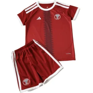 Catar Niños Conjunto 2026 Casa Rojo - Catar Niños Barata | escamisetasfutbol