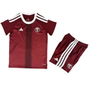 Catar Niños Conjunto 2026 Casa Rojo - Katar Niños Barata | escamisetasfutbol
