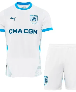 Marsella Niños Conjunto 2024 2025 Casa Blanco - Tuta Marsella Niños | escamisetasfutbol