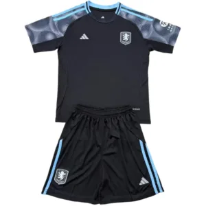 Aston Villa Niños Conjunto 2025 2026 Segunda Negro - Tuta Aston Villa Niños | escamisetasfutbol