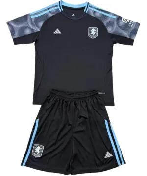 Aston Villa Niños Conjunto 2025 2026 Segunda Negro - Tuta Aston Villa Niños | escamisetasfutbol