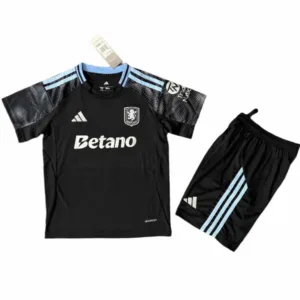 Aston Villa Niños Conjunto 2025 2026 Segunda Negro - Tuta Aston Villa Niños | escamisetasfutbol