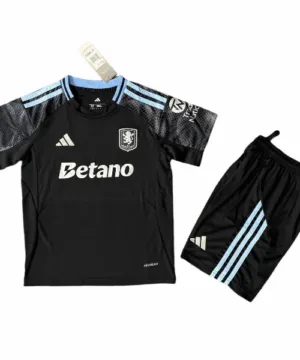 Aston Villa Niños Conjunto 2025 2026 Segunda Negro - Tuta Aston Villa Niños | escamisetasfutbol