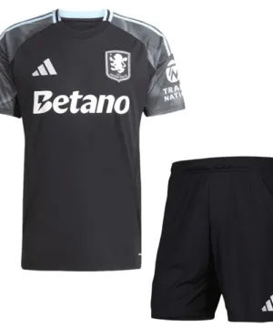 Aston Villa Niños Conjunto 2025 2026 Segunda Negro - Tuta Aston Villa Niños | escamisetasfutbol