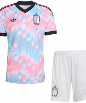 Bélgica Niños Conjunto 2026 Segunda Rosa - Bélgica Niños Barata | escamisetasfutbol
