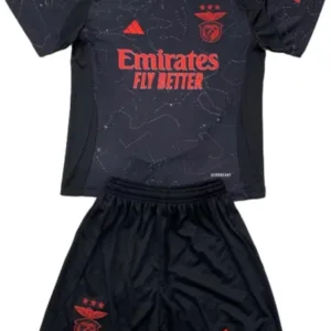 SL Benfica Niños Conjunto 2024 2025 Segunda Negro - Tuta SL Benfica Niños | escamisetasfutbol