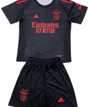 SL Benfica Niños Conjunto 2024 2025 Segunda Negro - Tuta SL Benfica Niños | escamisetasfutbol