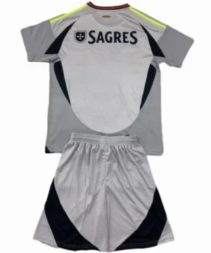 SL Benfica Niños Conjunto 2024 2025 Tercera Gris - Tuta SL Benfica Niños | escamisetasfutbol
