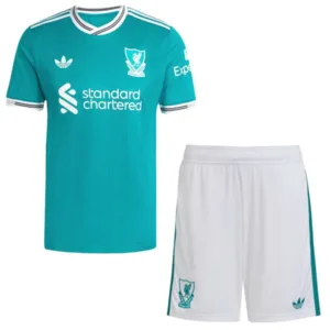 Liverpool Niños Conjunto 2025 2026 Tercera Verde - Equipacion Liverpool Niños | escamisetasfutbol