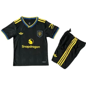 Manchester United Niños Conjunto 2025 2026 Tercera Negro - Equipacion Manchester United Niños | escamisetasfutbol